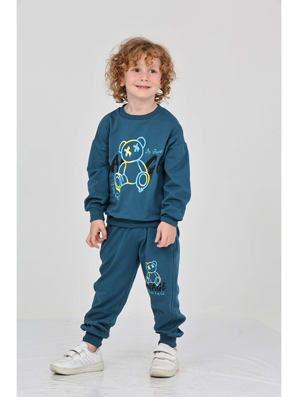 Petrol Erkek Çocuk Savage Baskılı Eşofman Takım-1