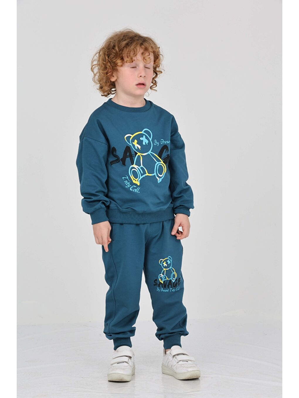 Petrol Erkek Çocuk Savage Baskılı Eşofman Takım-2