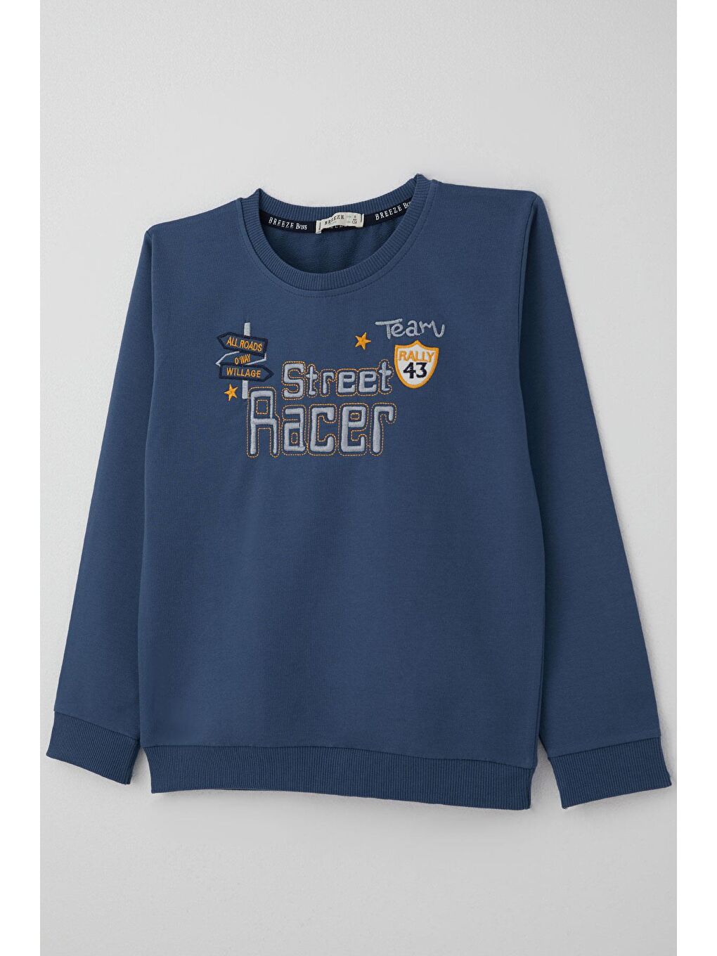 Erkek Çocuk Eşofman Takımı Sokak Yarışçısı Nakış Baskılı İndigo (4-8 Yaş)-5