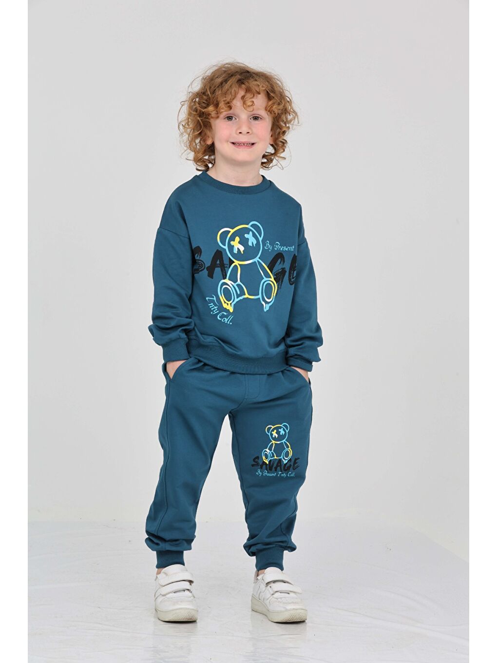 Petrol Erkek Çocuk Savage Baskılı Eşofman Takım-3