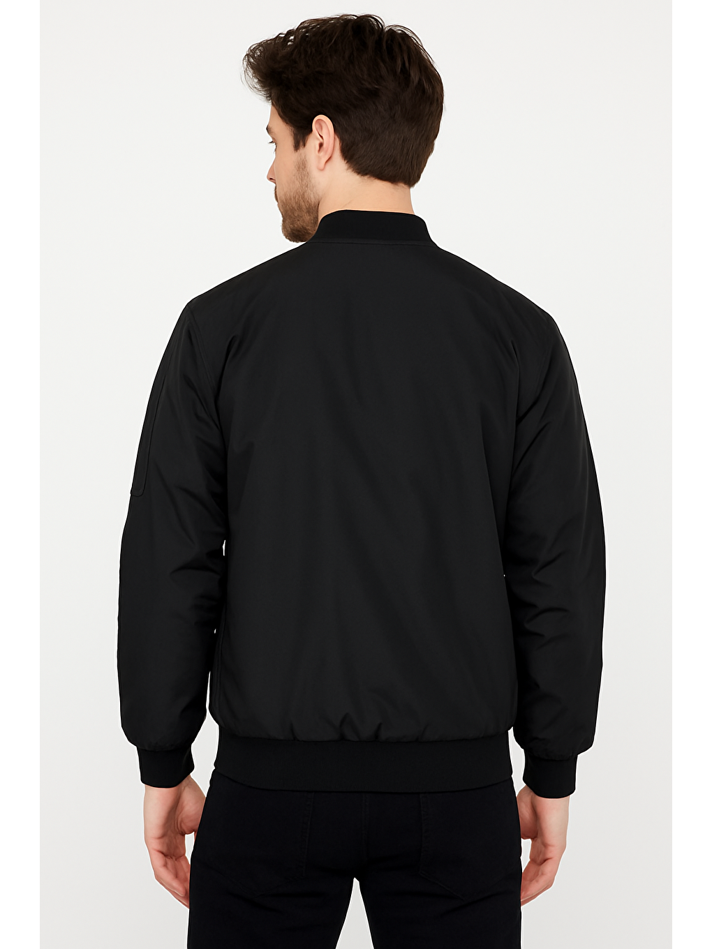 Erkek Fermuarlı Siyah Kolej Ceket-2