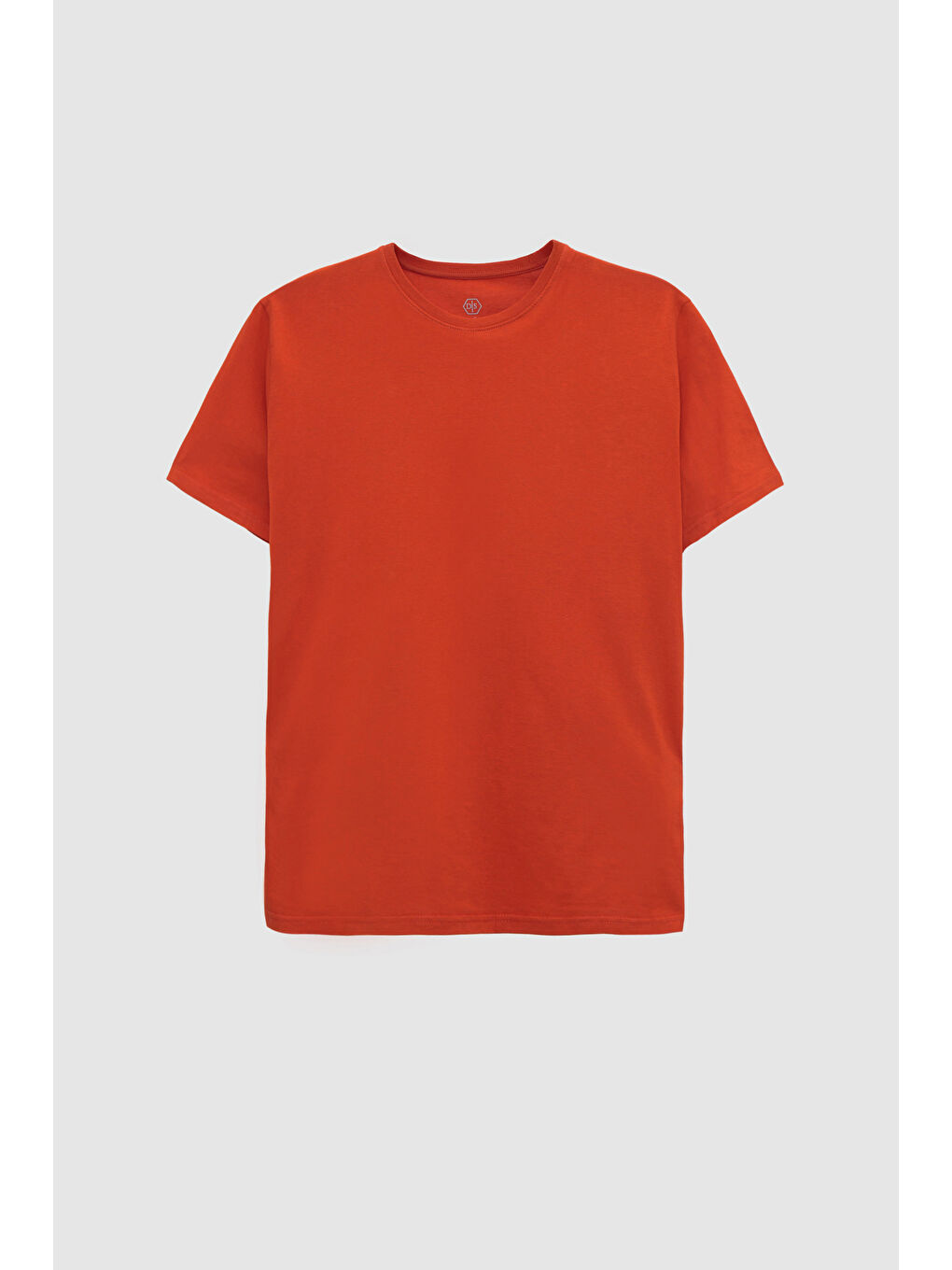 Kahverengi Slim Fit Kiremit Bisiklet Yaka %100 Pamuklu Nefes Alabilen Tişört-4