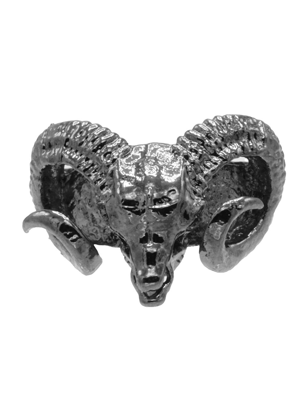 Erkek Metalik Antrasit Lak Kaplama Ayarlanabilir Koçbaşı Yüzük-1