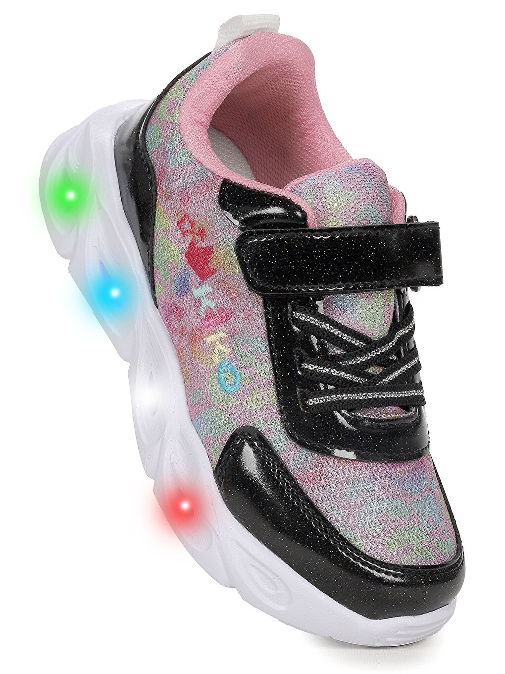 Siyah Teno Cırtlı Işıklı Kız Çocuk Spor Ayakkabı