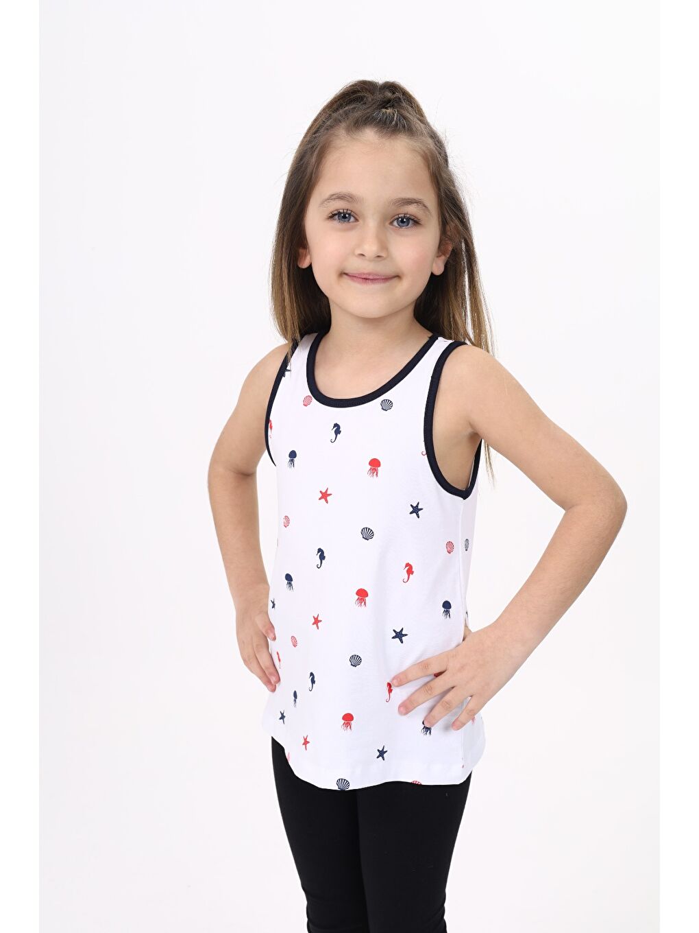 Beyaz Kız Çocuk Baskılı Atlet-1