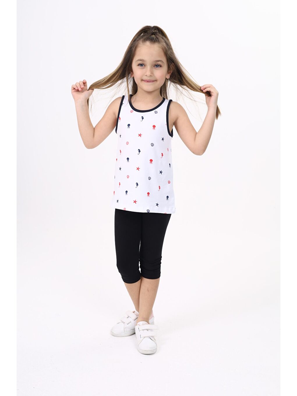 Beyaz Kız Çocuk Baskılı Atlet-2