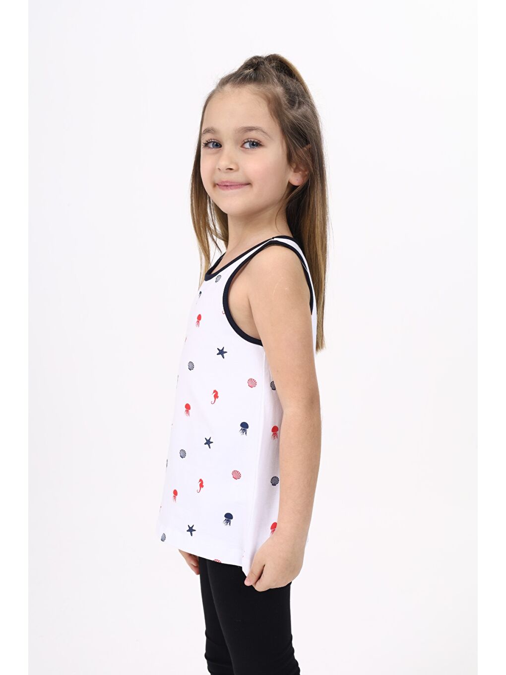 Beyaz Kız Çocuk Baskılı Atlet-3