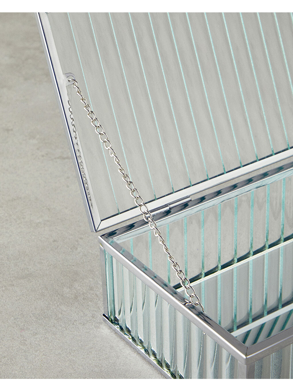 Gri Glamour Cam Dekoratif Kutu Silver-2