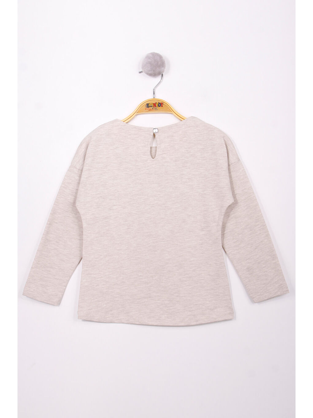 Bej Kız Çocuk Yazı Varaklı T-Shirt-1