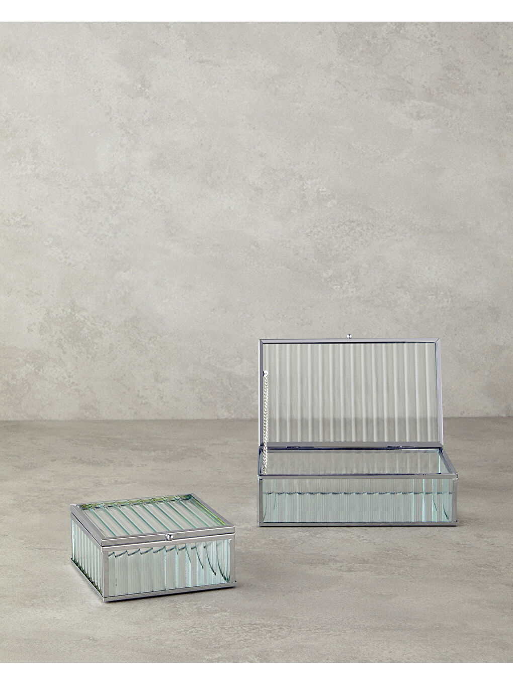 Gri Glamour Cam Dekoratif Kutu Silver-3