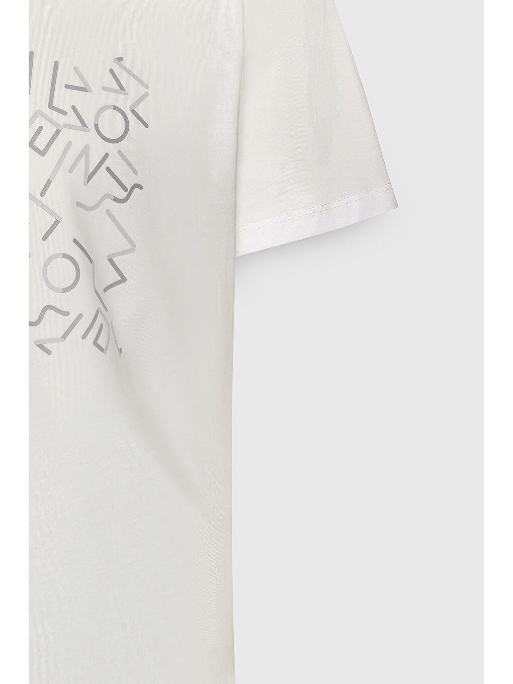 Erkek Ekru Dar Kesim Pamuklu Esnek Baskılı Bisiklet Yaka Tişört-7