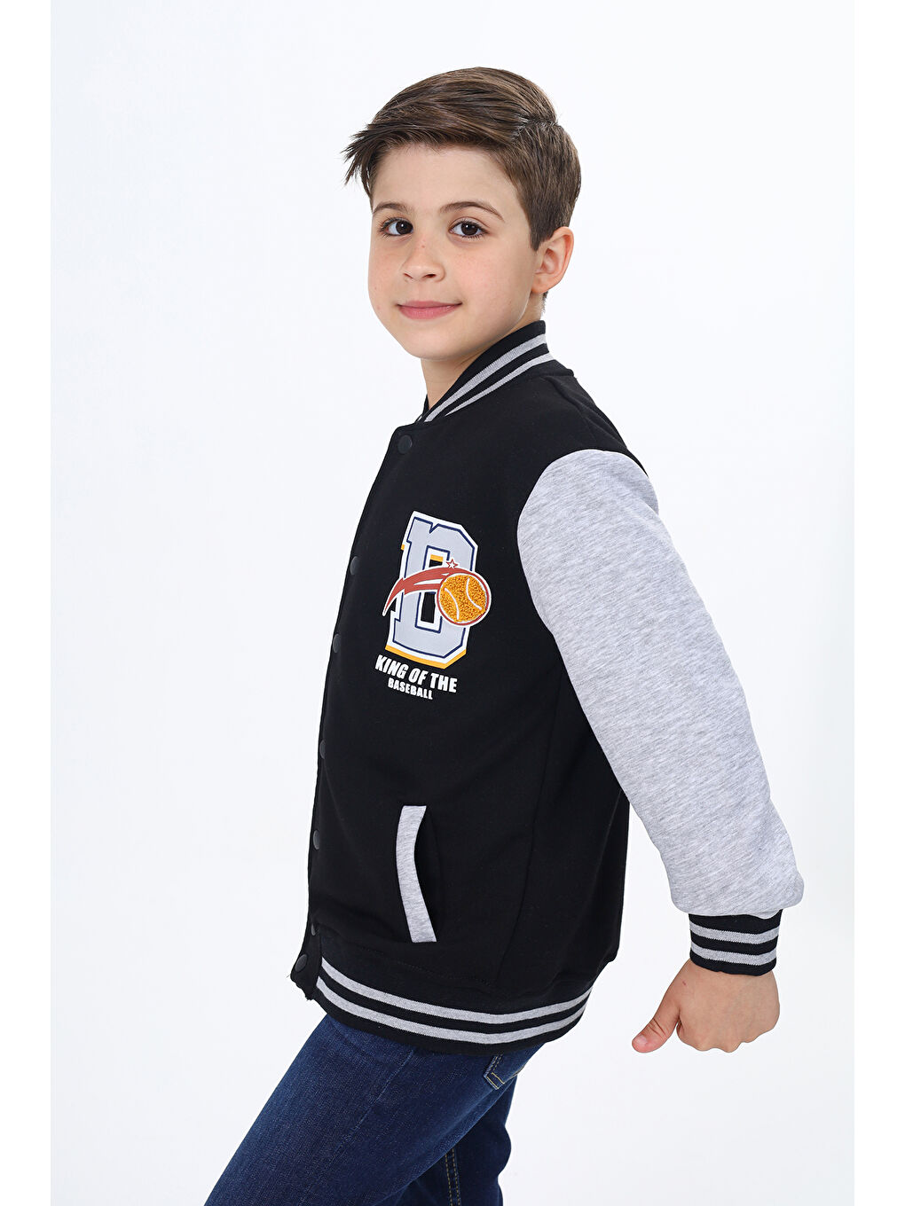 Siyah Erkek Çocuk Baskılı Kolej Hırka-2