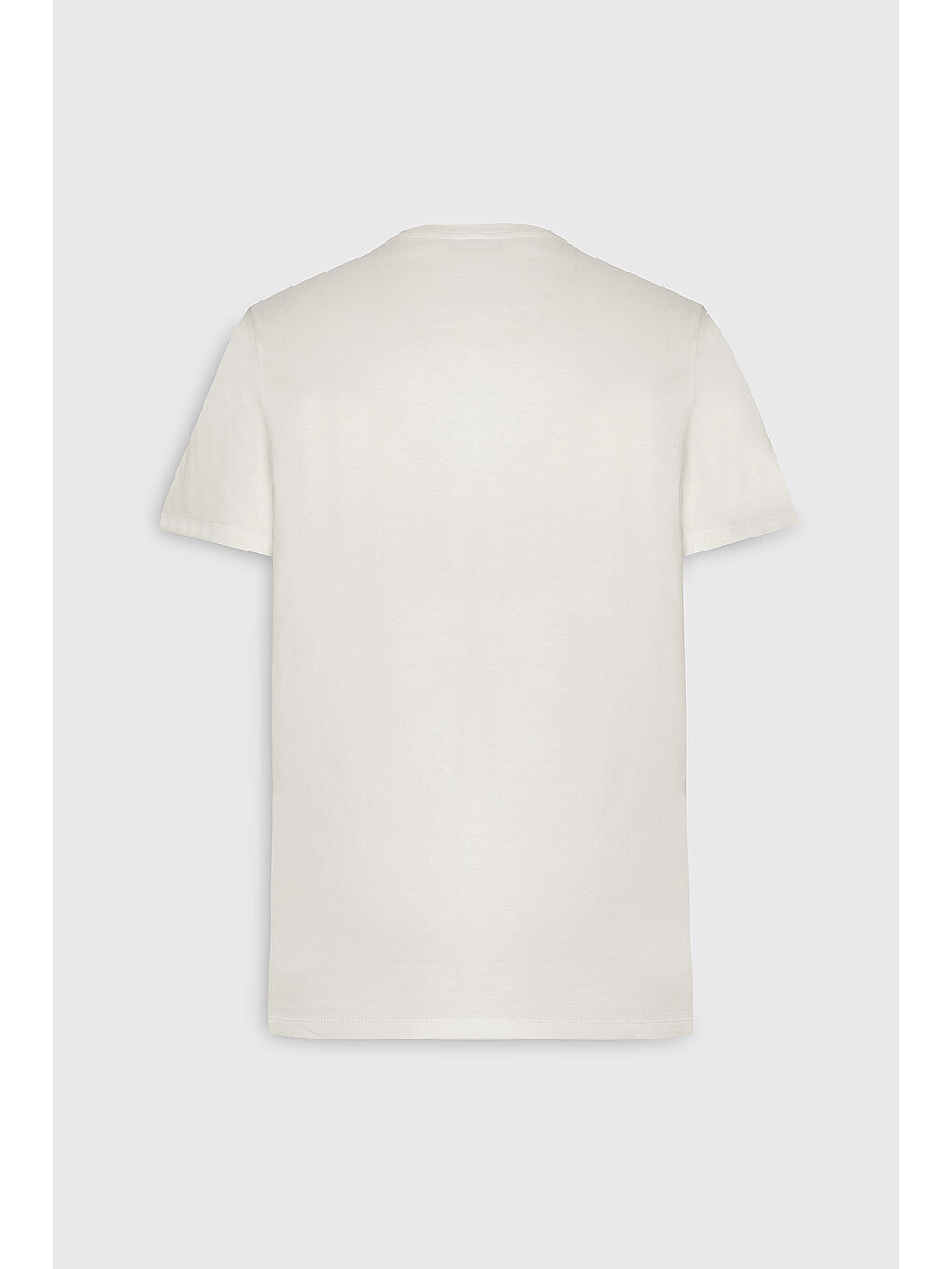 Erkek Ekru Dar Kesim Pamuklu Esnek Baskılı Bisiklet Yaka Tişört-8