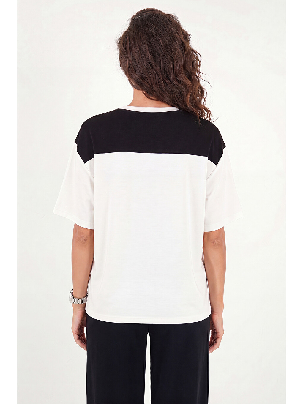 Lila Rahat Kalıp Bisiklet Yaka Omuz Şal Detaylı T Shirt 5867044-6