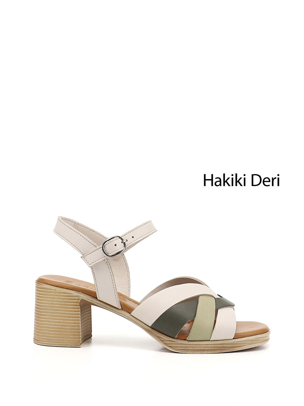 Bej Kadın AÇIK BEJ Kalın Topuklu Hakiki Deri Sandalet