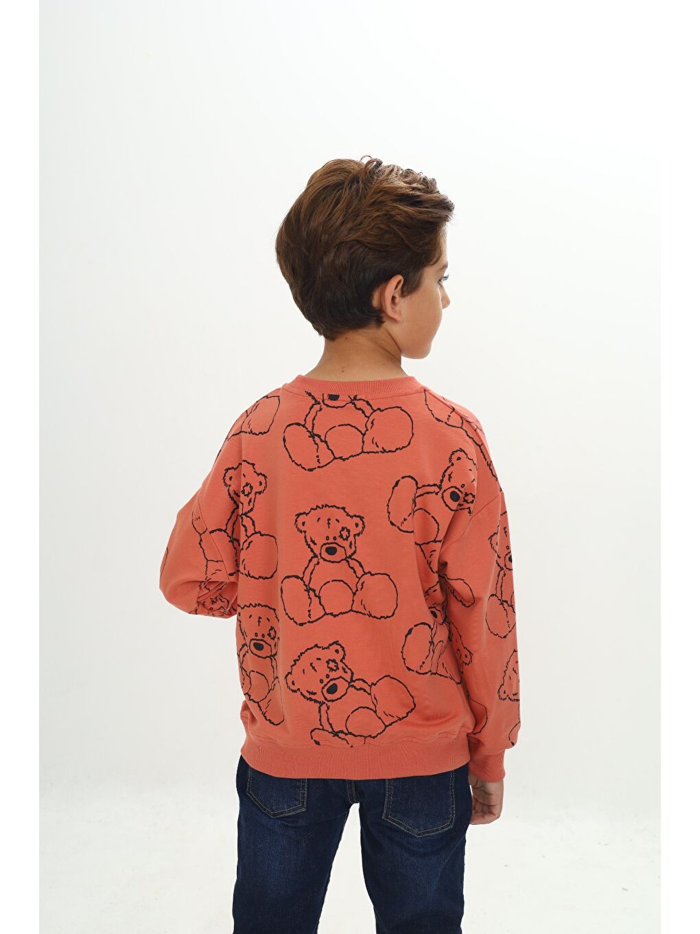 Kahverengi Erkek Çocuk Komple Ayı Baskılı Sweatshirt-2
