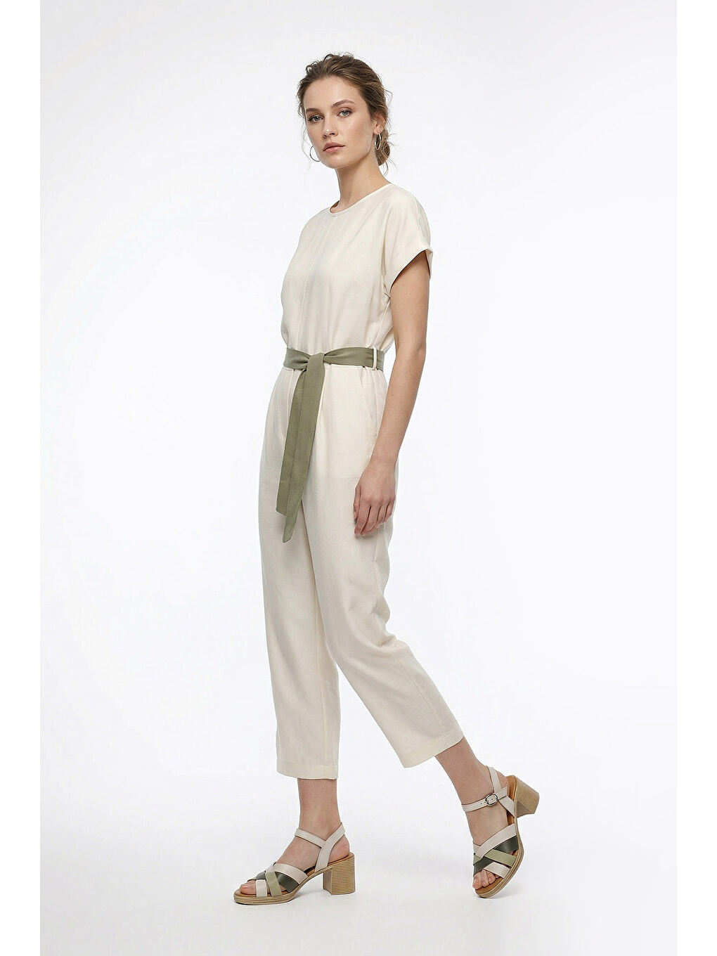 Bej Kadın AÇIK BEJ Kalın Topuklu Hakiki Deri Sandalet-2