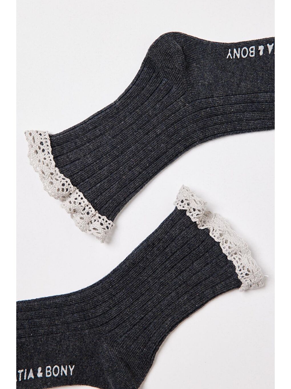 Lacy Kız Çocuk Soket Çorap Koyu Gri Melanj-2