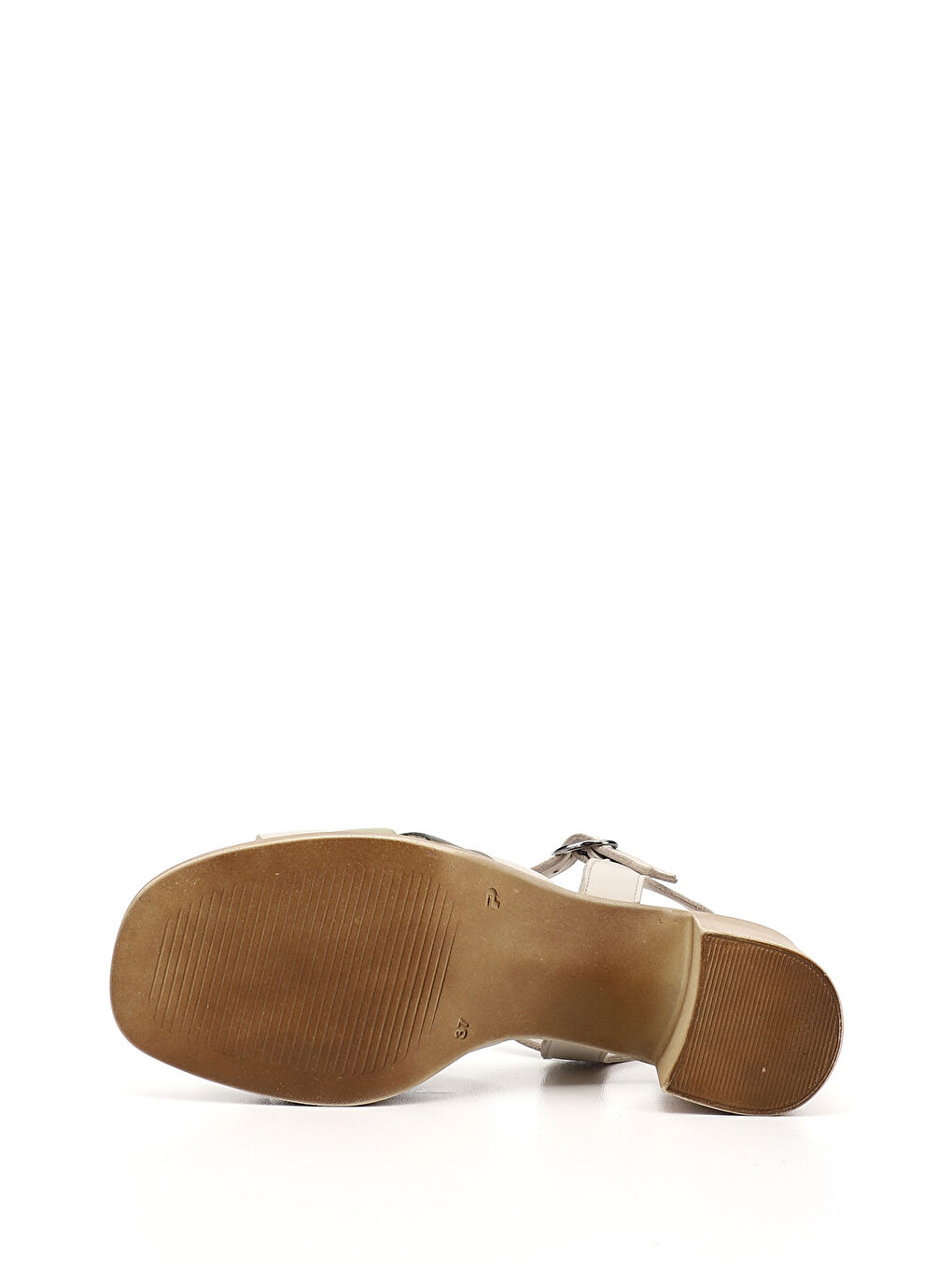 Bej Kadın AÇIK BEJ Kalın Topuklu Hakiki Deri Sandalet-5