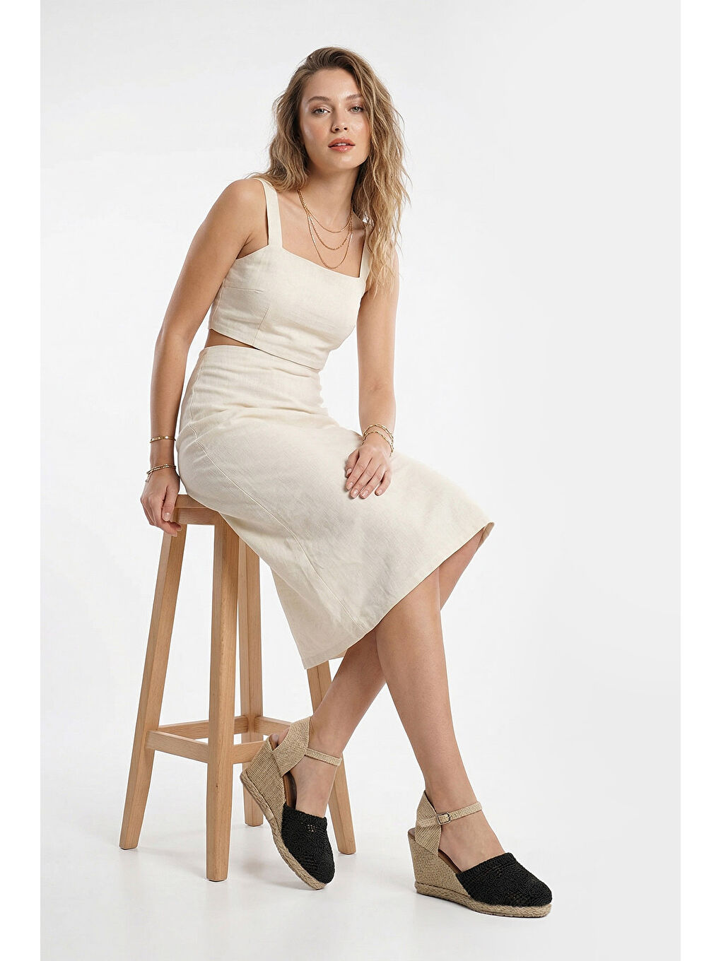 Siyah Kadın SİYAH Hasır Örgü Dolgu Topuklu Sandalet-2