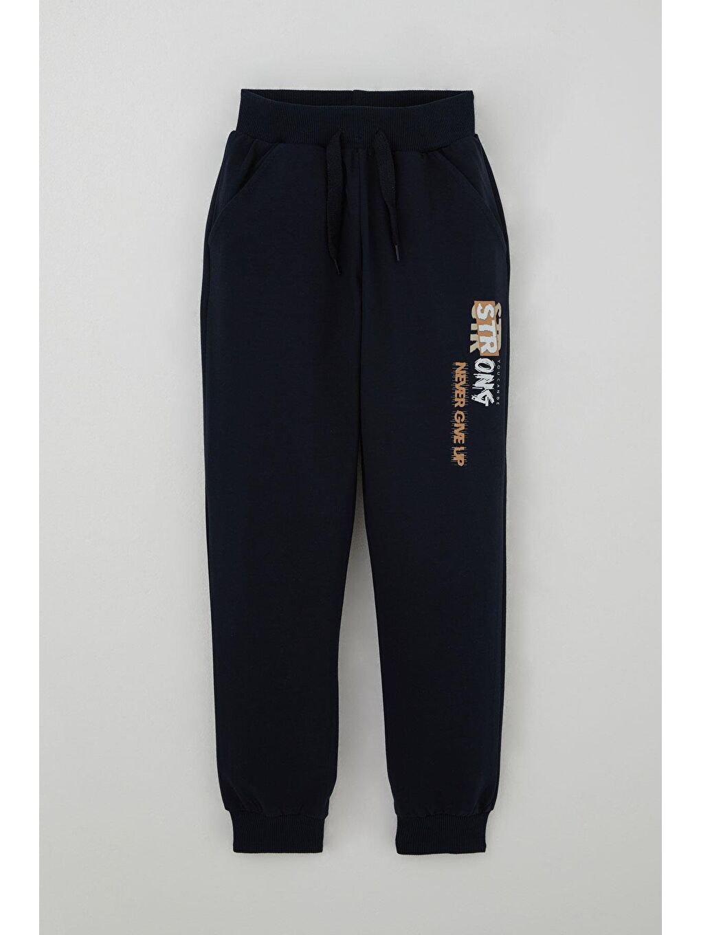 Erkek Çocuk Eşofman Takım Kapüşonlu Yazı Baskılı Cepli Bej (8-14 Yaş)-2