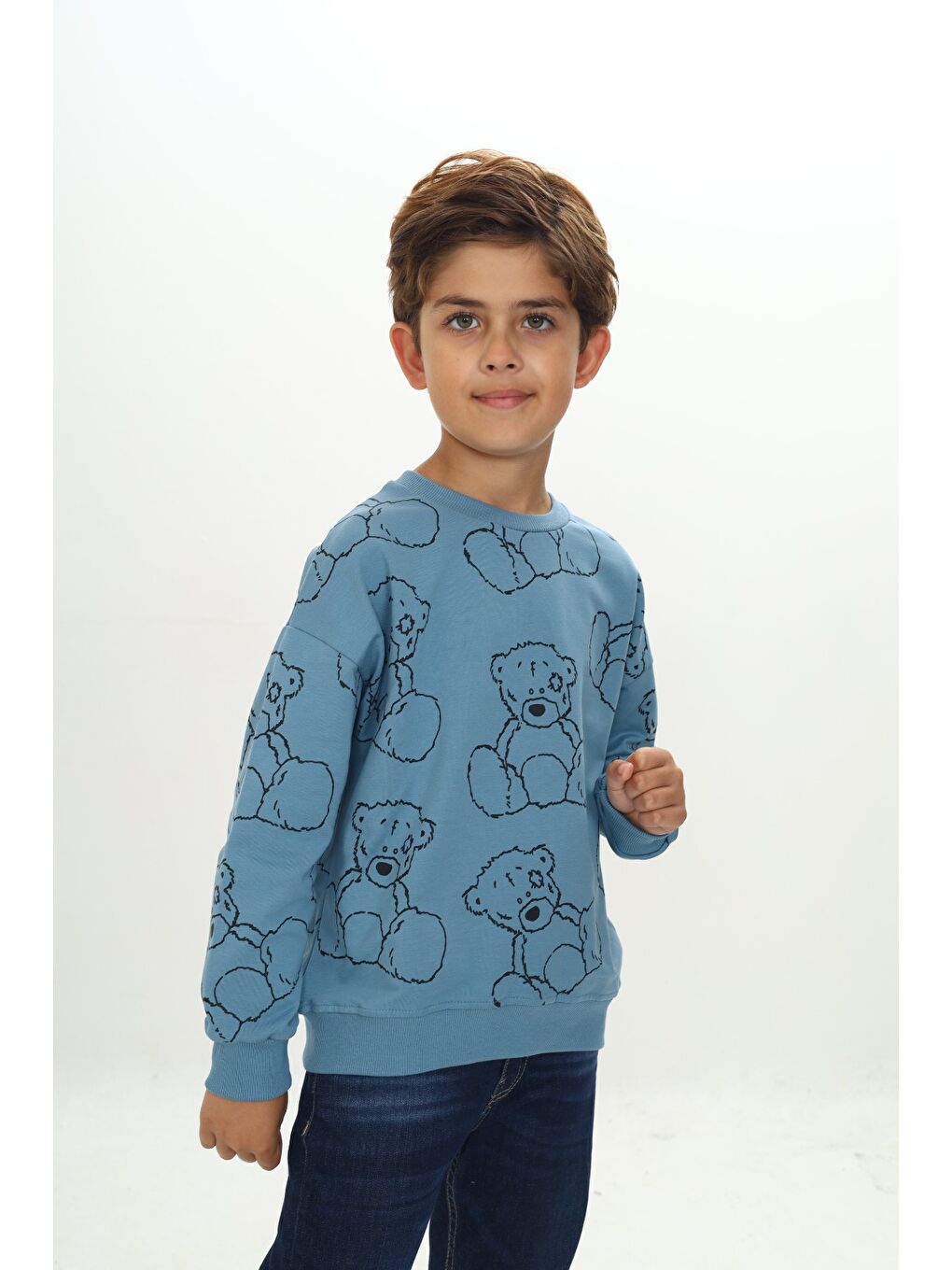 Mavi Erkek Çocuk Komple Ayı Baskılı Sweatshirt-2