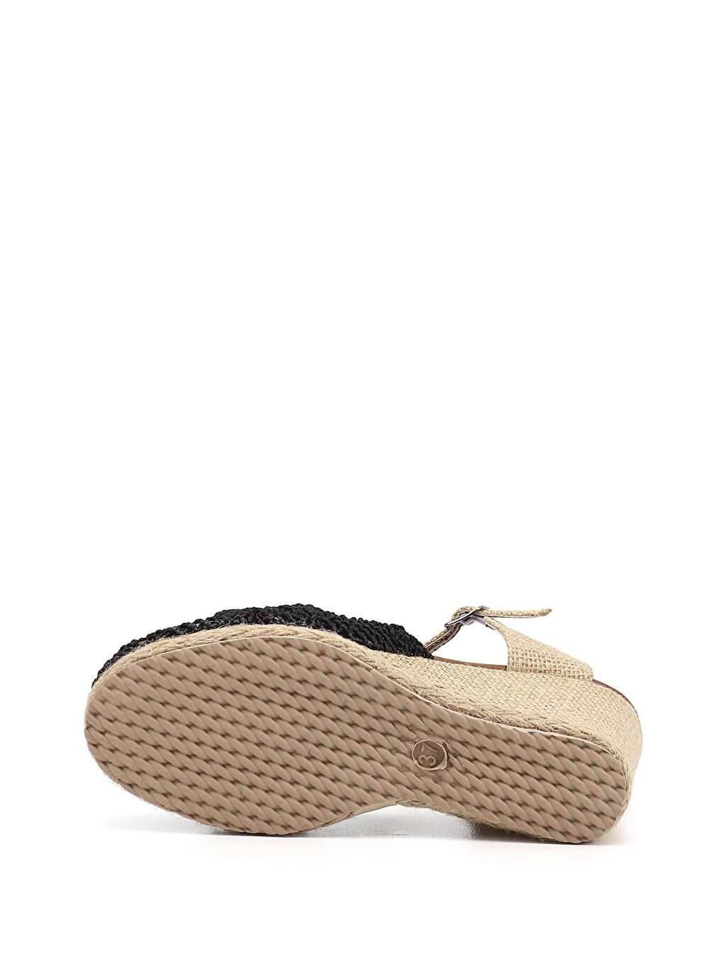 Siyah Kadın SİYAH Hasır Örgü Dolgu Topuklu Sandalet-5