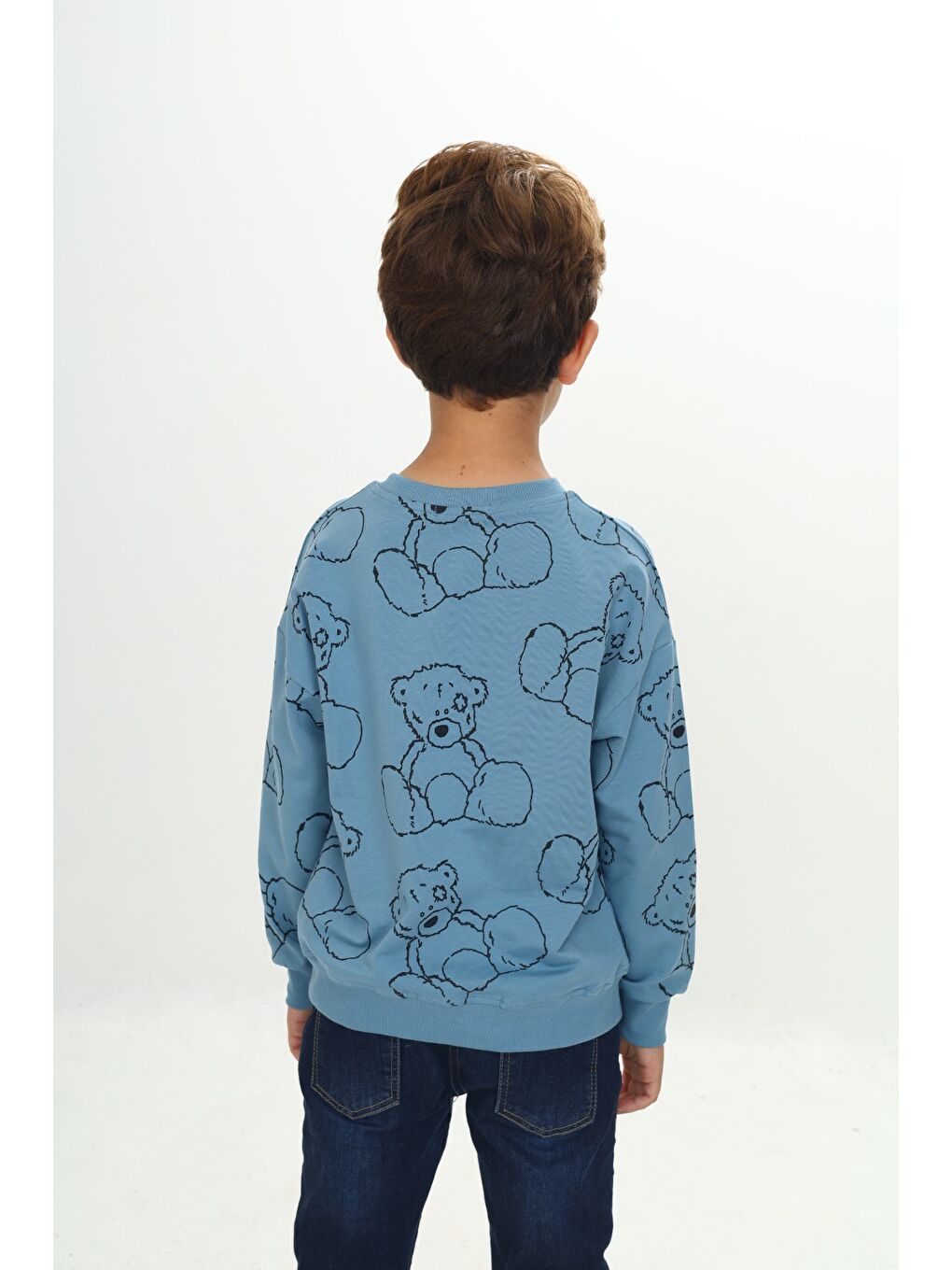Mavi Erkek Çocuk Komple Ayı Baskılı Sweatshirt-3
