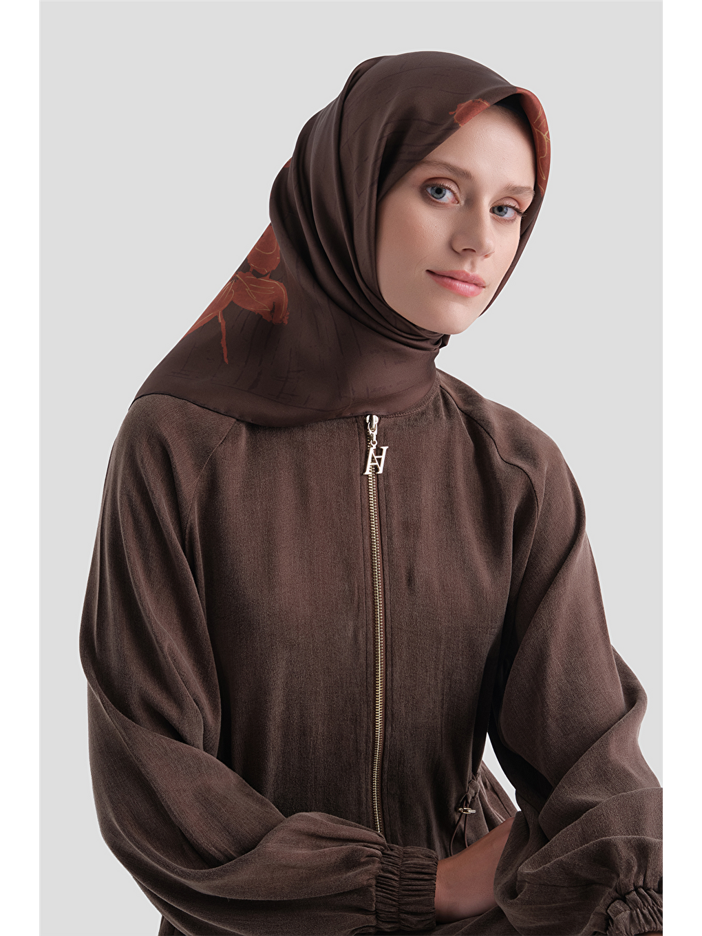 Kahverengi Saf İpek Twill Eşarp 9617d 36-1