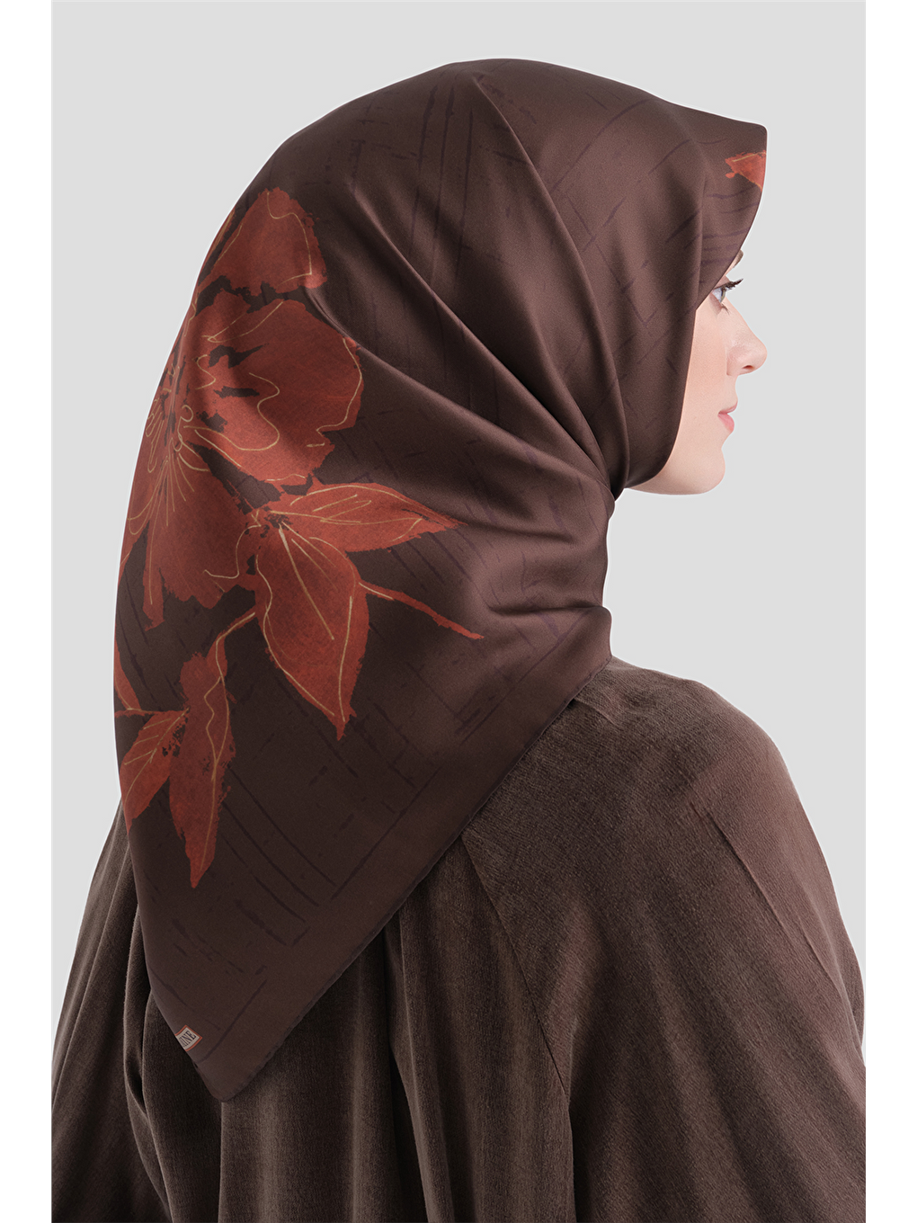 Kahverengi Saf İpek Twill Eşarp 9617d 36-2