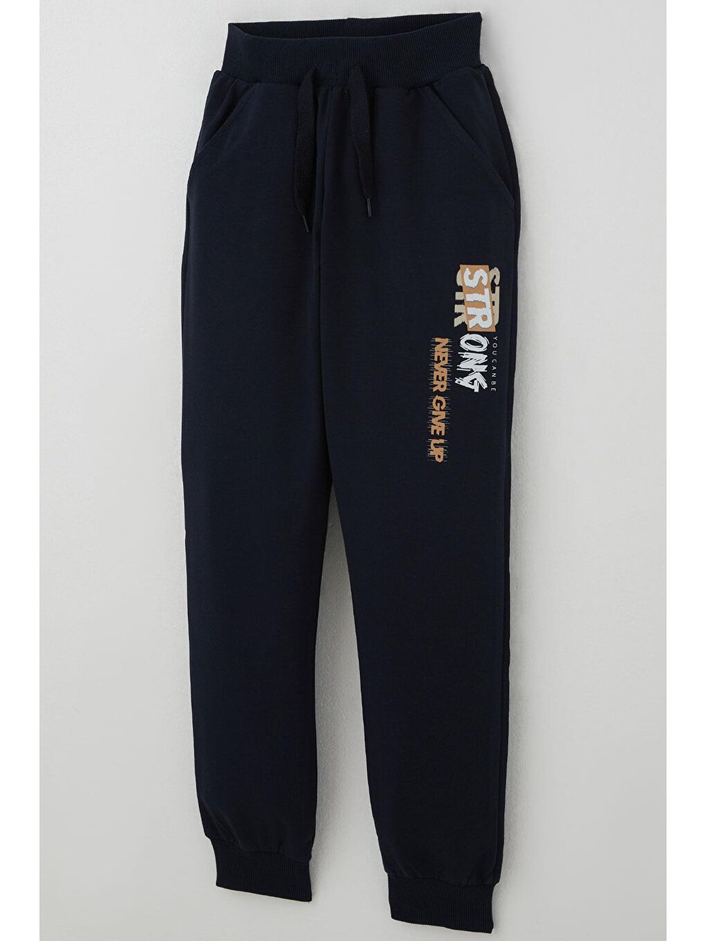 Erkek Çocuk Eşofman Takım Kapüşonlu Yazı Baskılı Cepli Bej (8-14 Yaş)-6