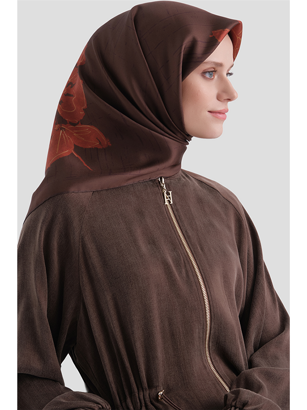 Kahverengi Saf İpek Twill Eşarp 9617d 36-3