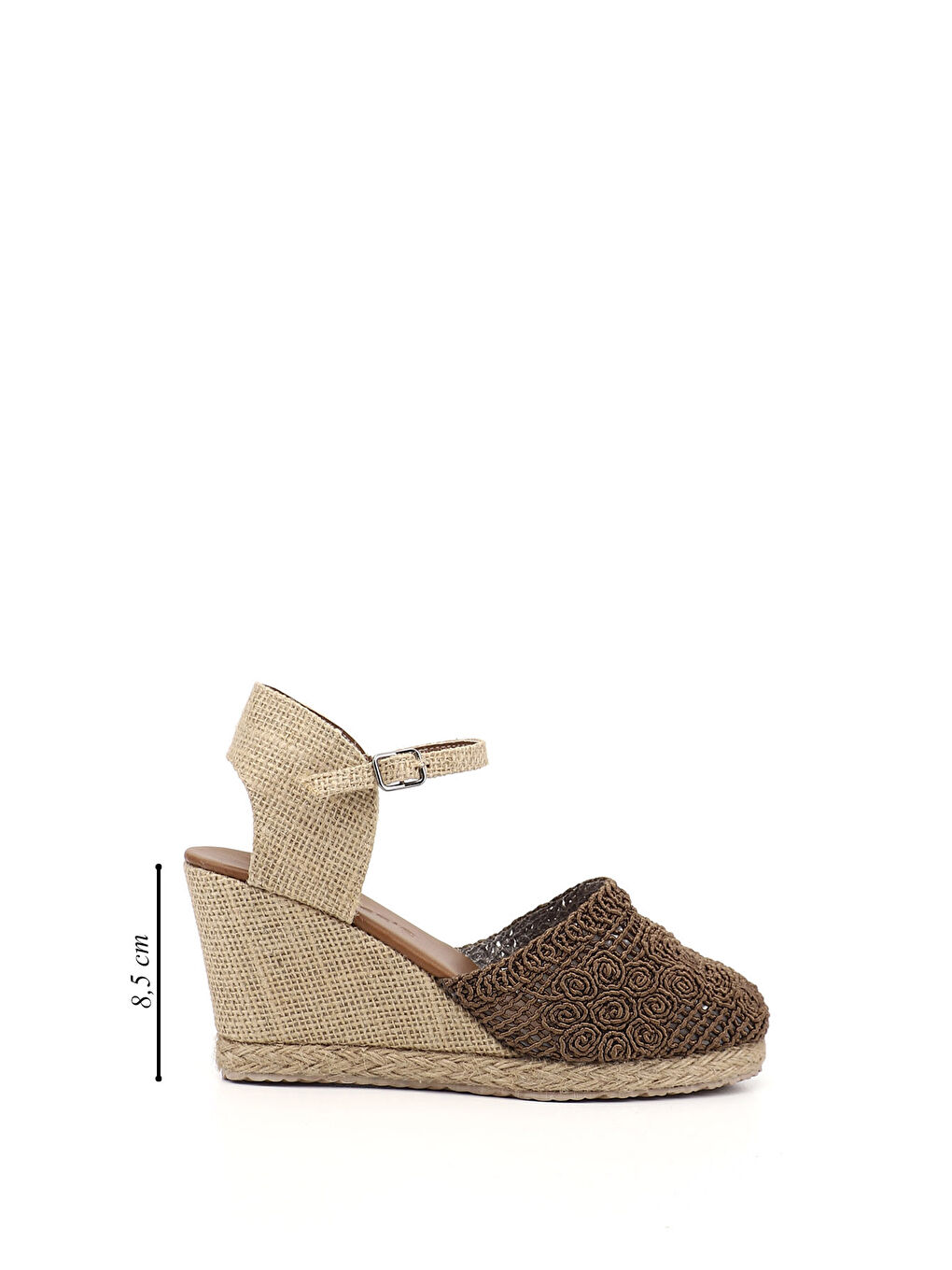 Kahverengi Kadın KAHVERENGİ Hasır Örgü Dolgu Topuklu Sandalet-1