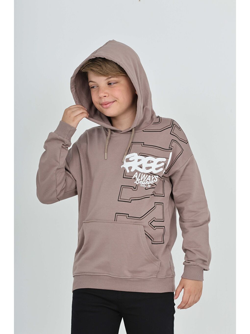 Kahverengi Erkek Çocuk Stay Baskılı Sweatshirt-2