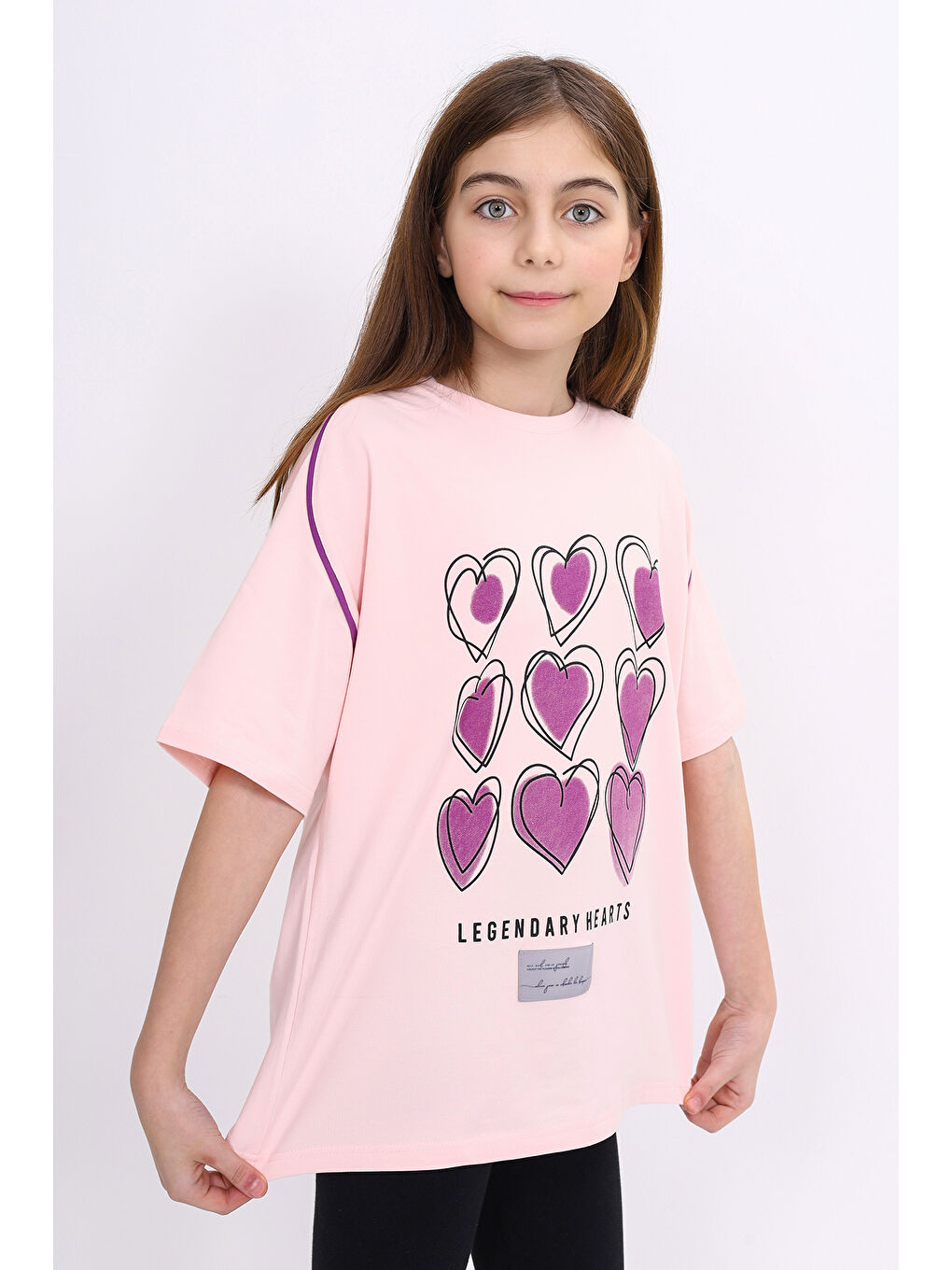Pembe Kız Çocuk Baskılı Tişört-1