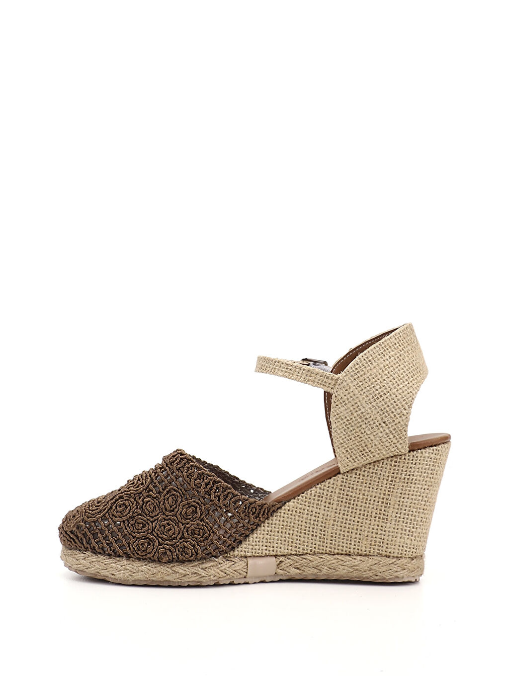 Kahverengi Kadın KAHVERENGİ Hasır Örgü Dolgu Topuklu Sandalet-4
