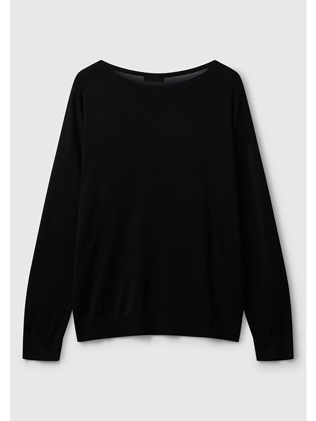 Siyah Kadın Sİyah %100 Viskoz Kayık Yaka Kazak-1