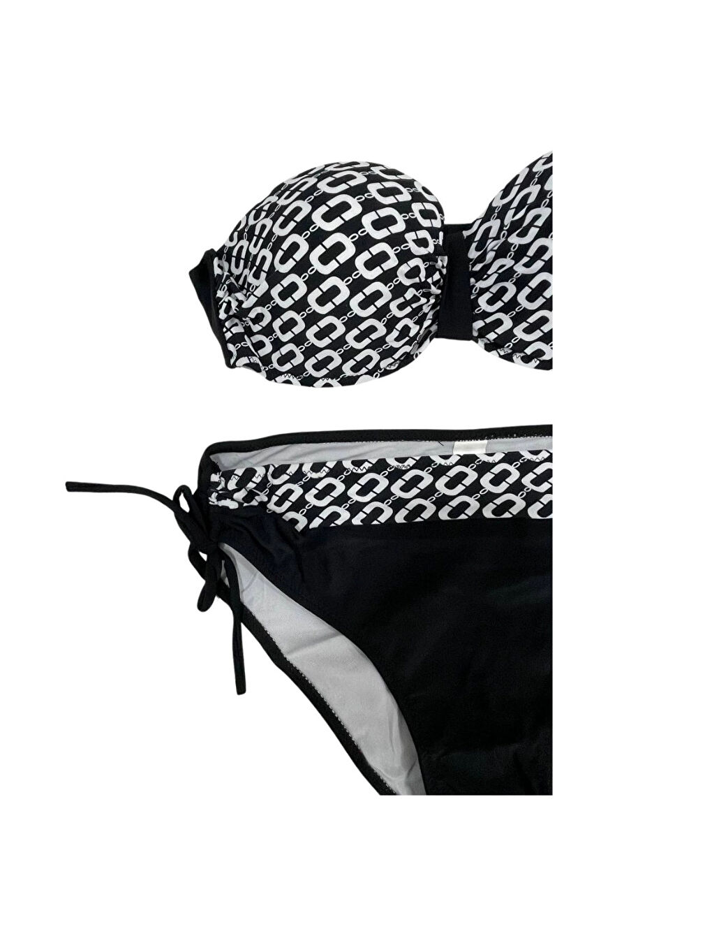 Kadın Siyah Zincir Desenli Astarlı Bikini Takım HZL24S-LC206-3