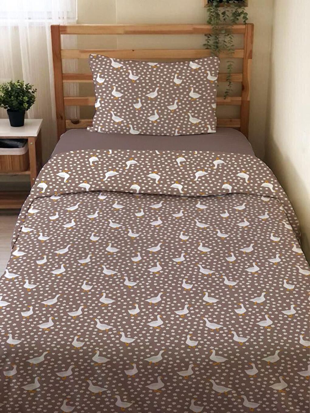 Karışık Çift Taraflı Hayvan Desenli Çarşafsız 2'li Takım Baskılı Tek Kişilik Nevresim Takımı 160x220 Cm