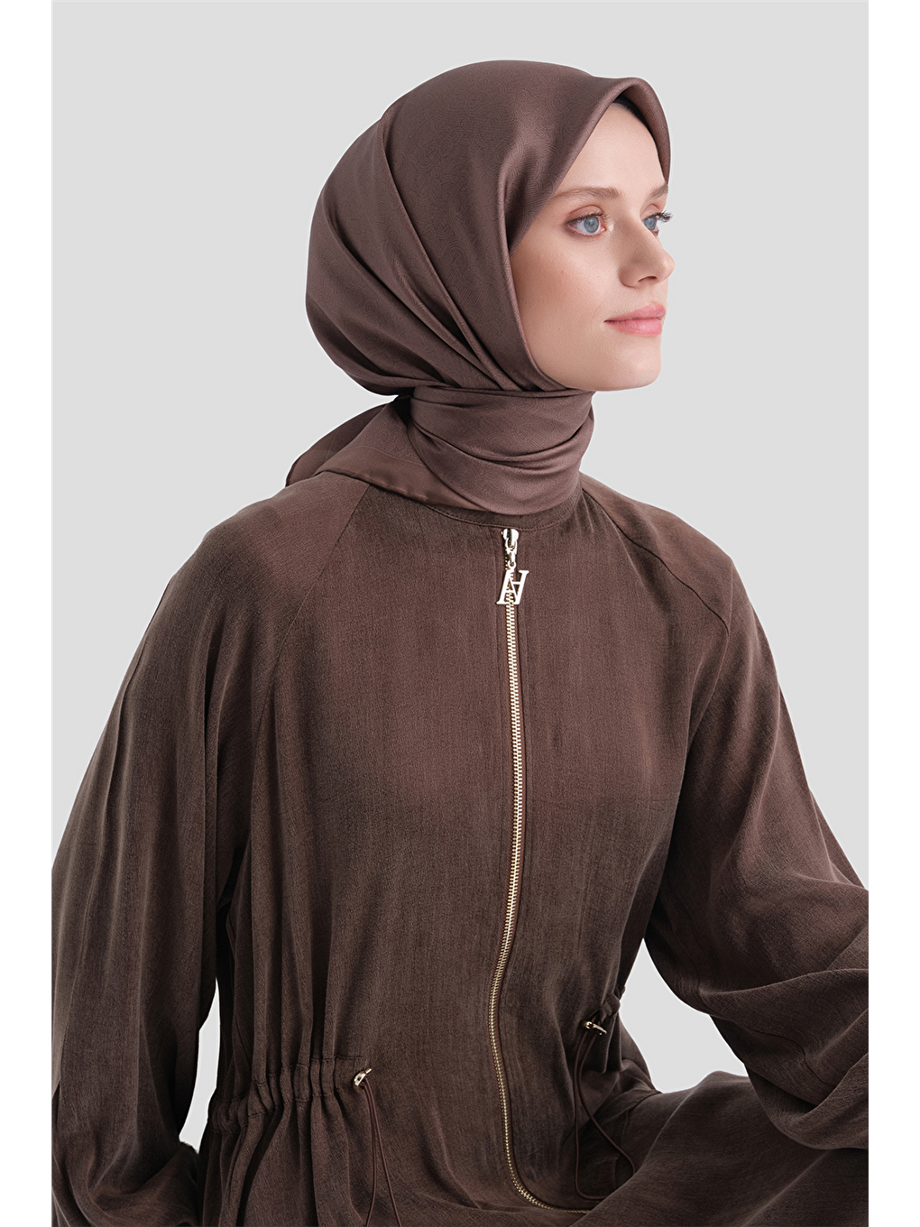 Kahverengi Saf İpek Twill Eşarp 9601d 80-1