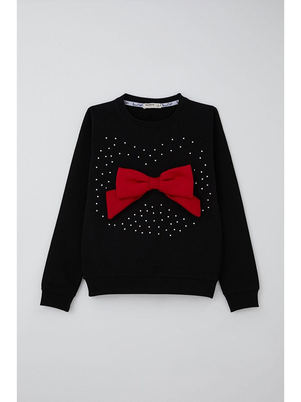 Kız Çocuk Etekli Takım Taş İşlemeli Fiyonk Aksesuarlı Siyah (6-12 Yaş)-1