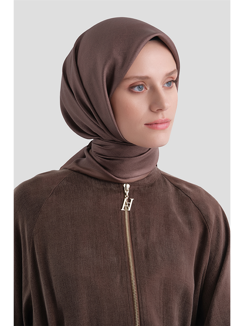 Kahverengi Saf İpek Twill Eşarp 9601d 80-3