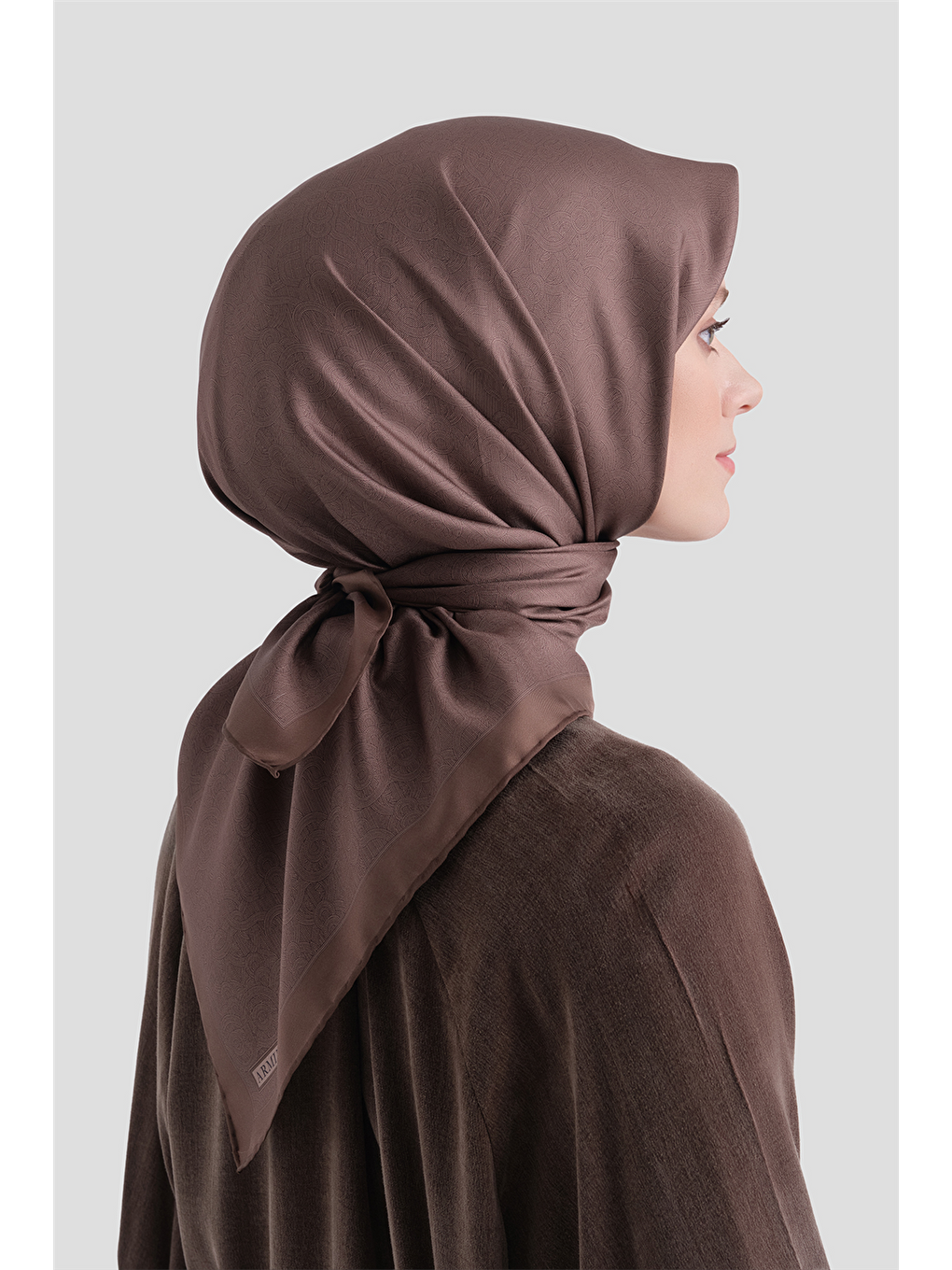 Kahverengi Saf İpek Twill Eşarp 9601d 80-4