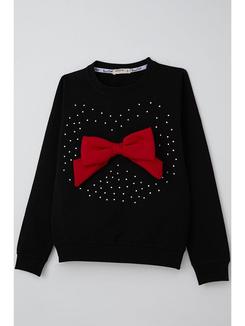 Kız Çocuk Etekli Takım Taş İşlemeli Fiyonk Aksesuarlı Siyah (6-12 Yaş)-5