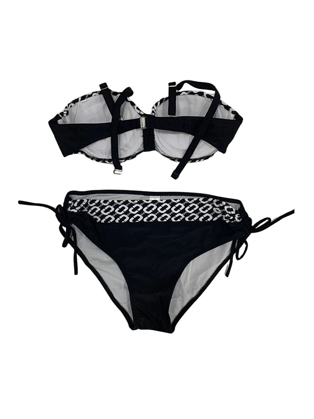Kadın Siyah Zincir Desenli Astarlı Bikini Takım HZL24S-LC206-4