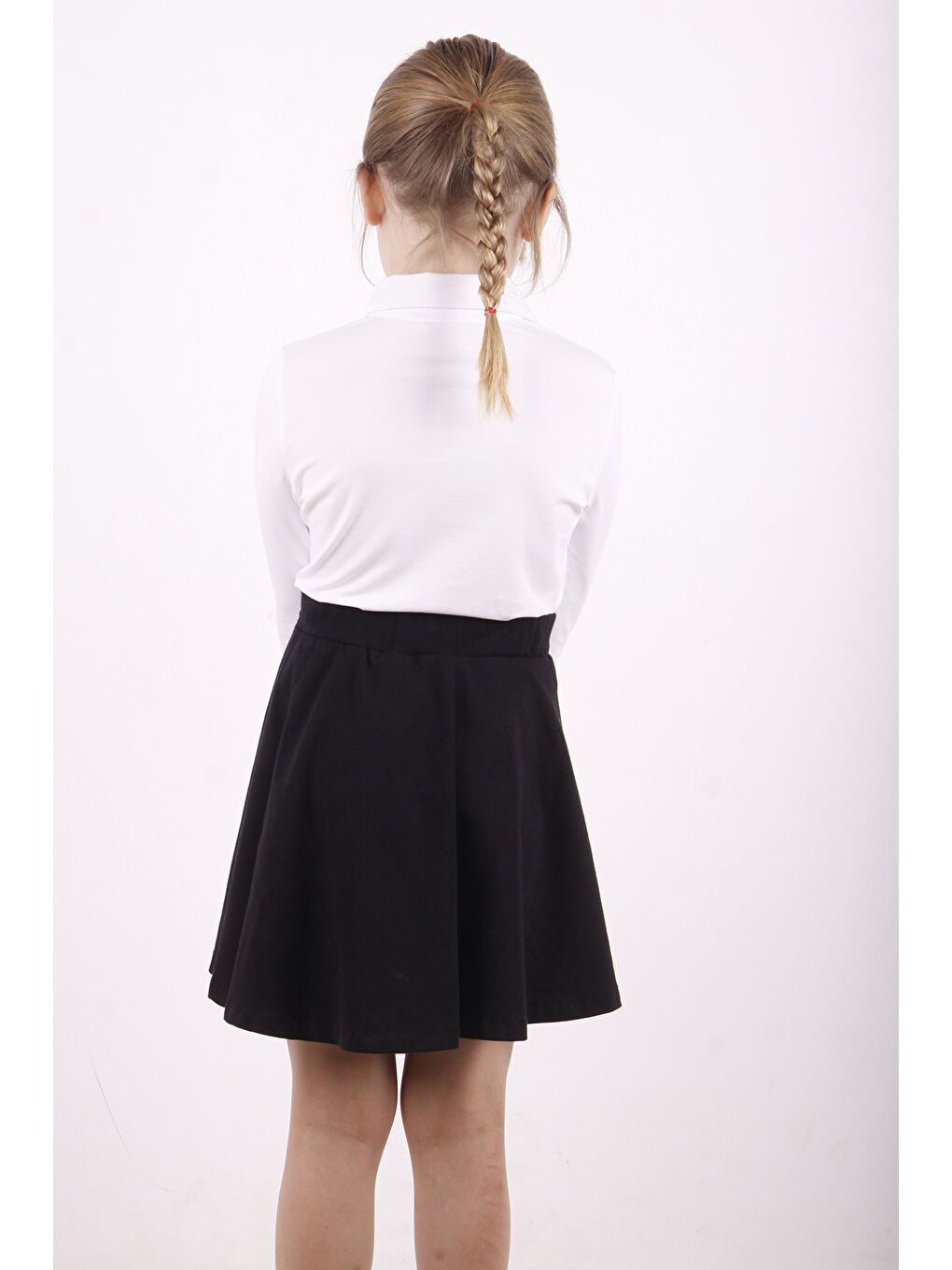 Beyaz Kız Çocuk Cep Üstü Baykuş Nakışlı Fermuarlı Tişört-2