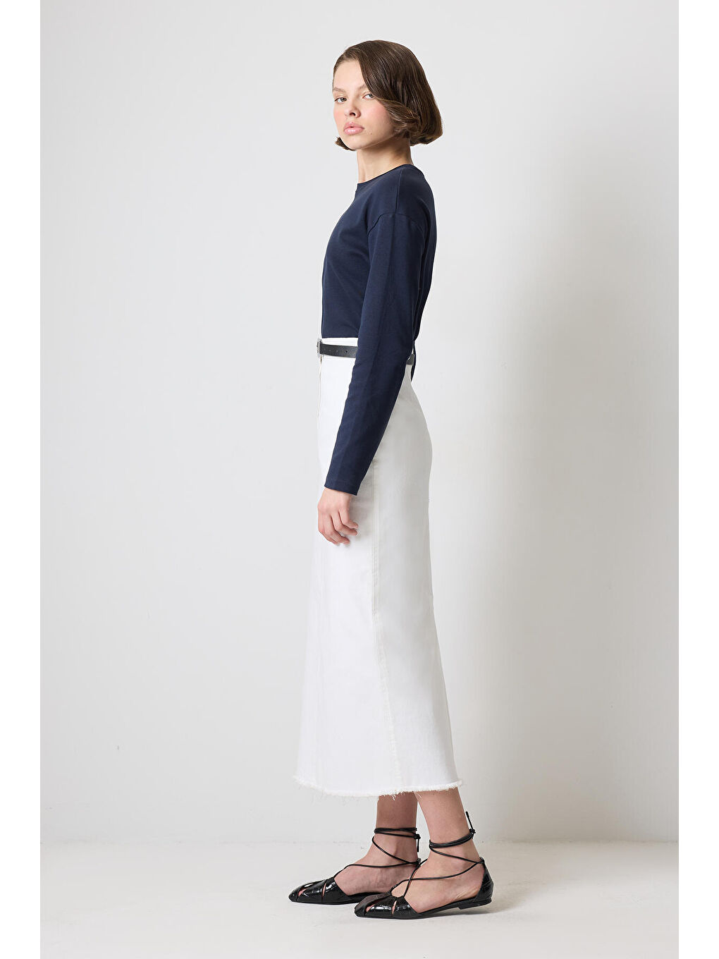 Lacivert Uzun Kollu Regular Fit T-Shirt-2