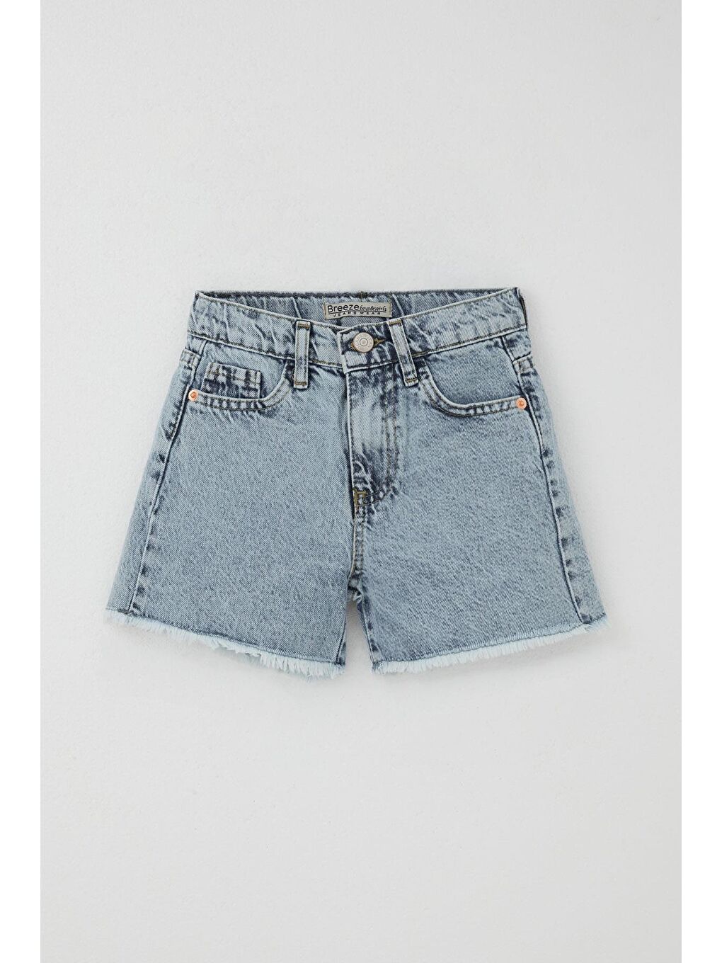 Kız Çocuk Şort Jean Cepli Paçası Püskül Detaylı Açık Mavi (5-9 Yaş)-3
