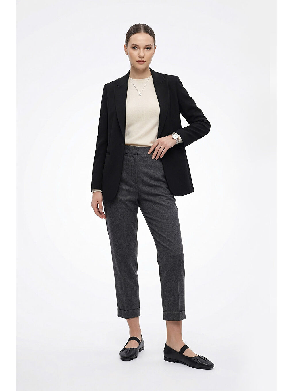 Siyah Kadın SİYAH Mary Jane Hakiki Deri Babet-2