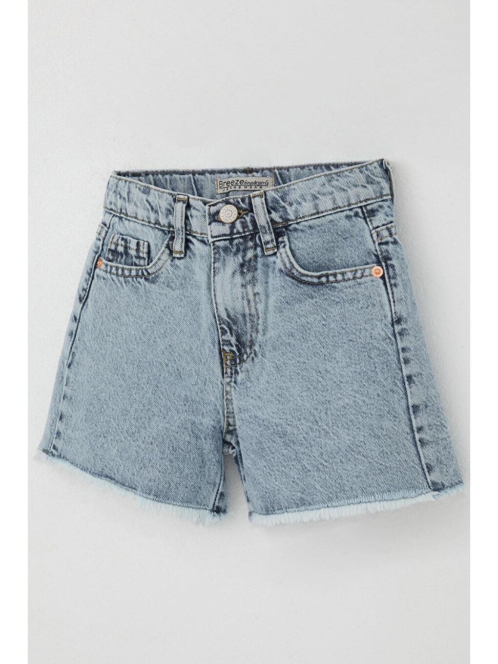 Kız Çocuk Şort Jean Cepli Paçası Püskül Detaylı Açık Mavi (5-9 Yaş)-5